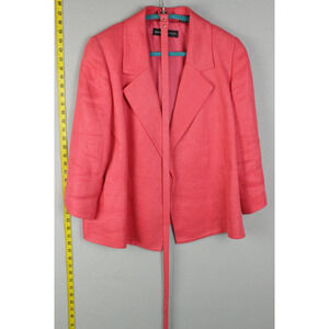 Dana Buchman Red Linen Blazer Size 12 w/42" Belt